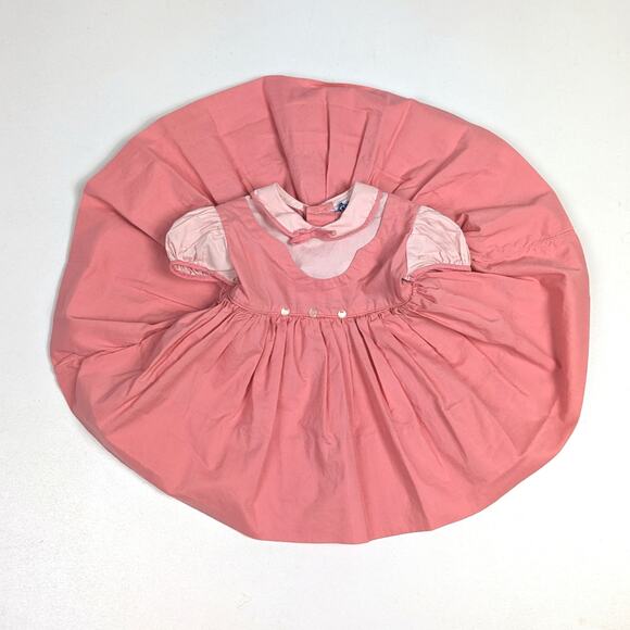Vtg Love Dress 60s Baby Girls Sz 6-12m Full Circle Salmon Pink Classic - Picture 2 of 9